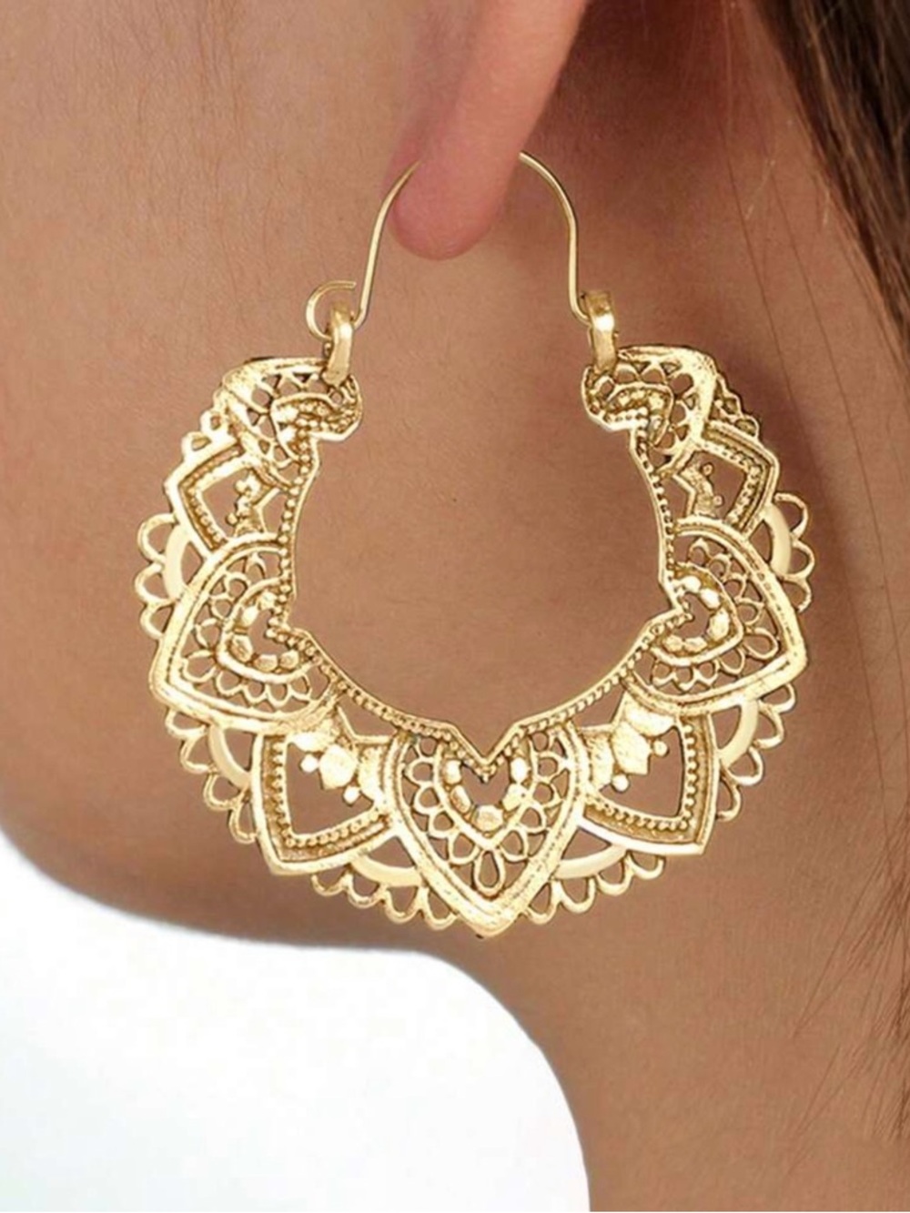 💐🆕💐Gold Filigree Hoop Earrings